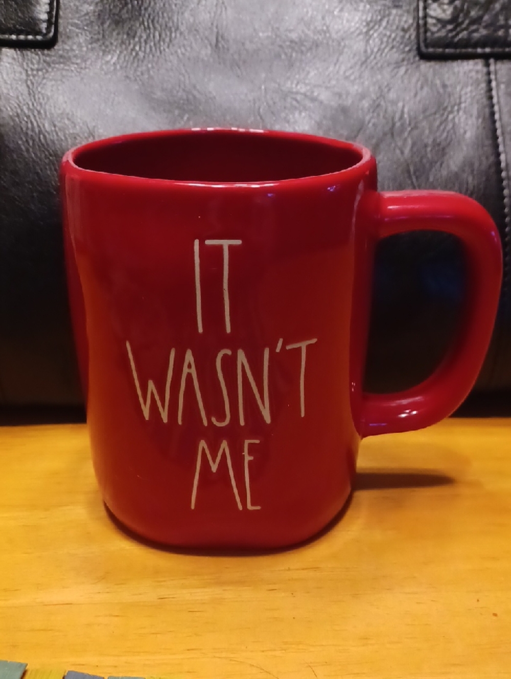 Rae Dunn Red Ceramic Mug with "It Wasn't Me" Text NWT